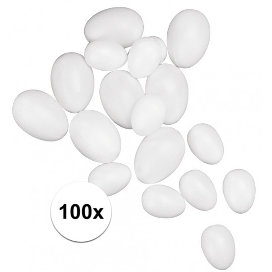 100 witte nep eieren plastic 4,5 cm