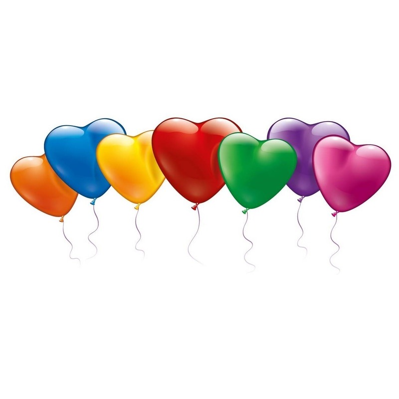 100x Hartjes vormige ballonnetjes gekleurd