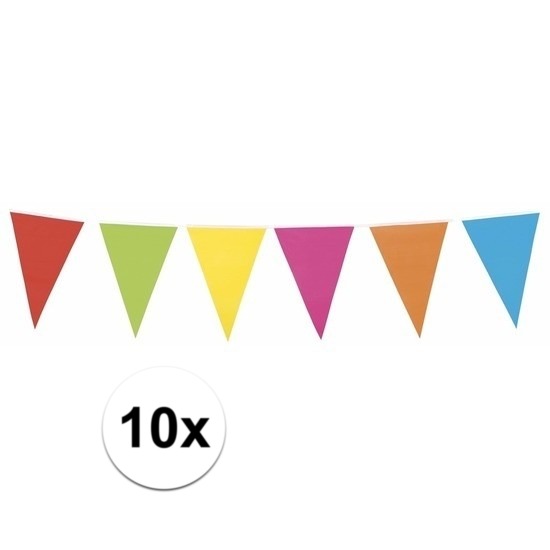 10x Gekleurde vlaggenlijn XL 10 meter