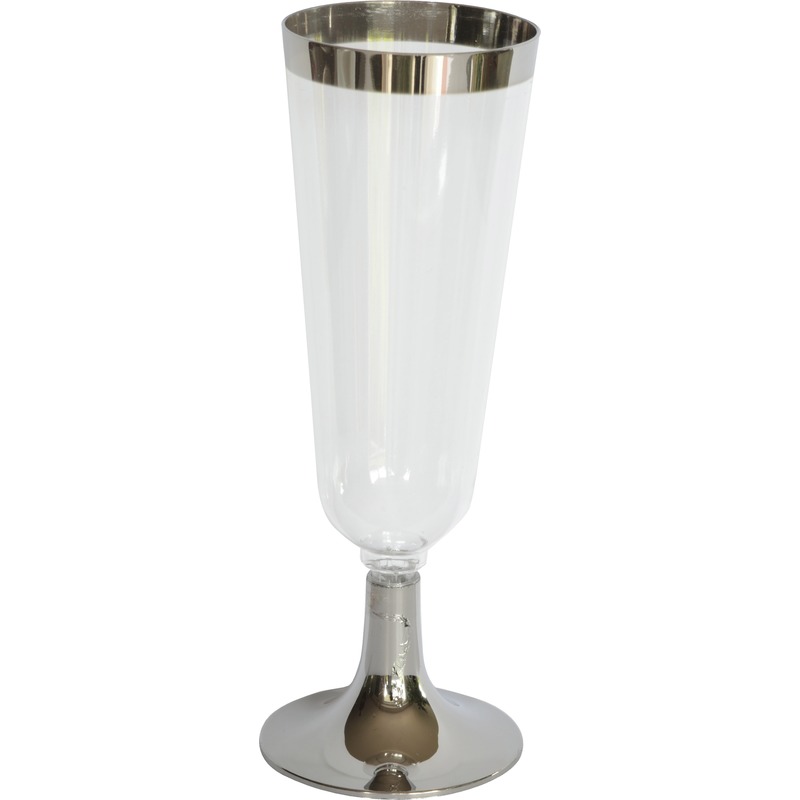 12x Luxe champagne glazen zilver/transparant 150 ml
