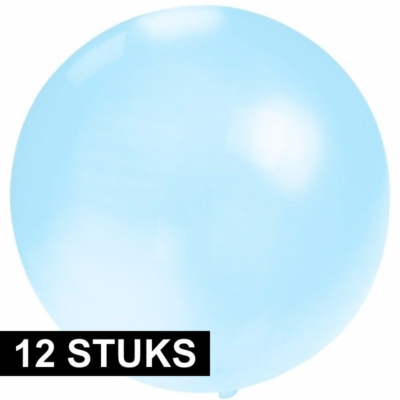 12x Ronde baby blauwe ballon 60 cm groot