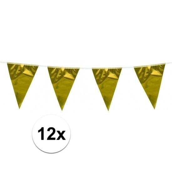 12x stuks Glimmende vlaggenlijn goud 10 meter