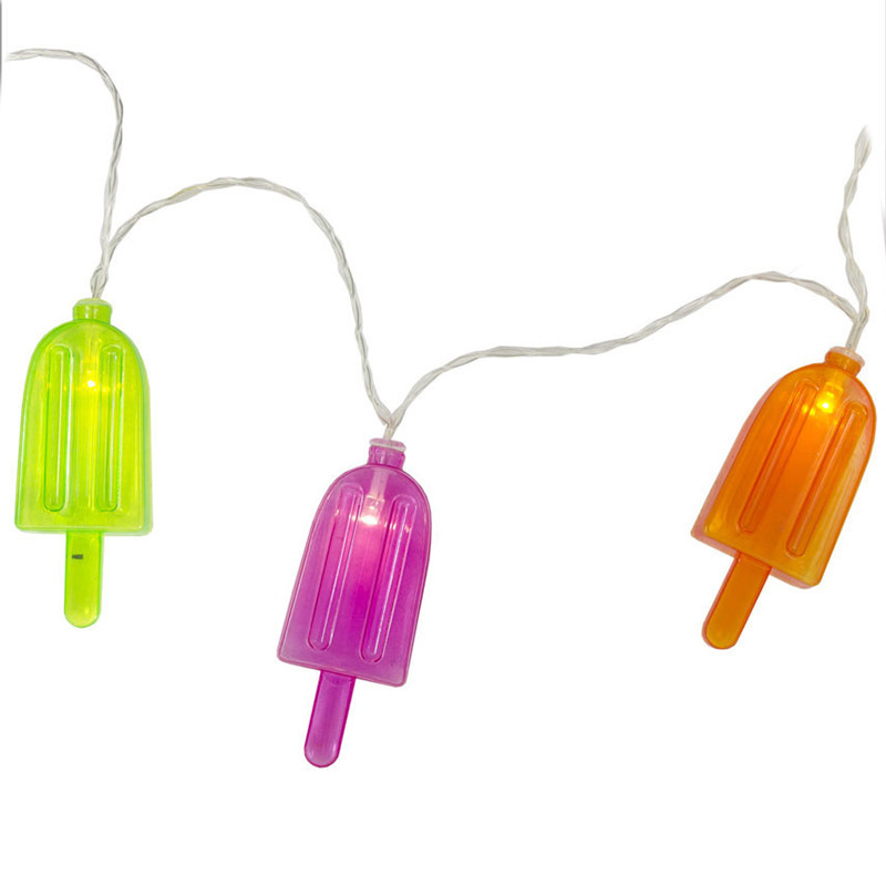 1x Feestverlichting-feestlampjes gekleurde waterijsjes slinger verlichting 100 cm voor binnen-indoor