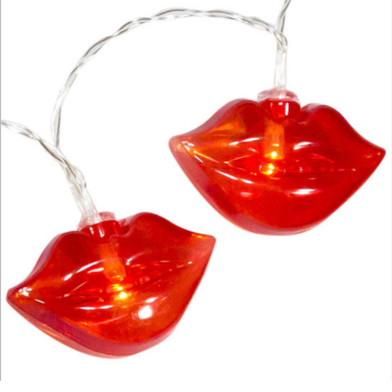1x Feestverlichting-feestlampjes rode kusjes-lipjes slinger verlichting 100 cm voor binnen-indoor