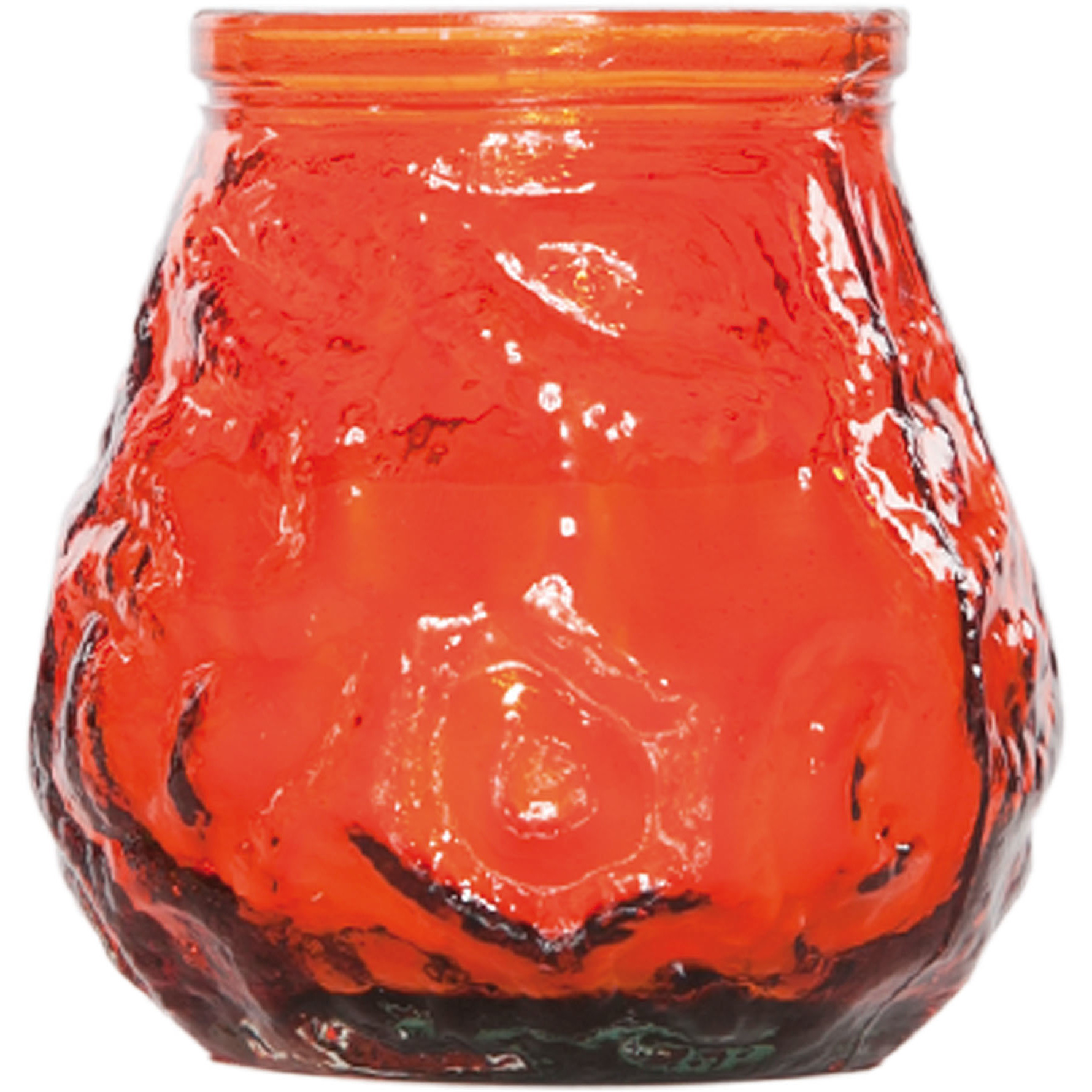 1x Horeca kaarsen oranje in kaarshouder van glas 7 cm brandtijd 17 uur
