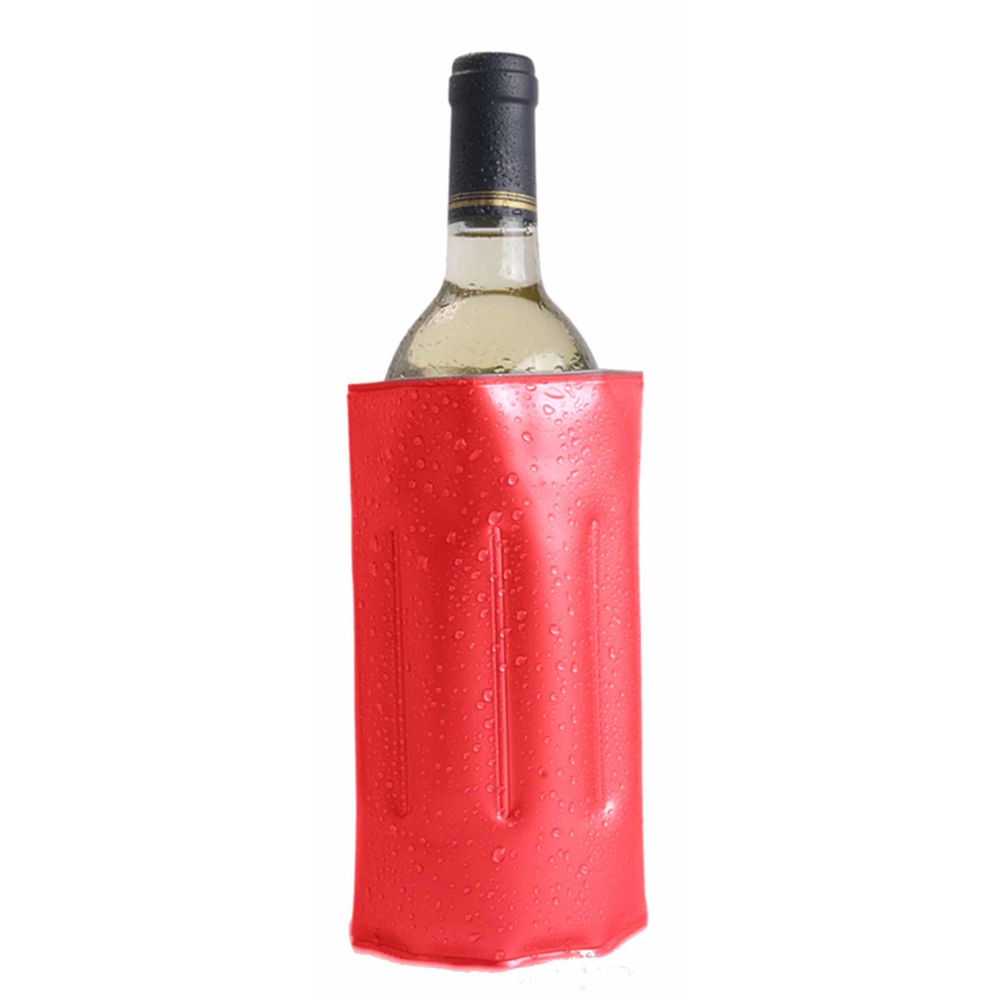 1x Koelelementen hoezen rood voor wijnflessen 34 x 18 cm