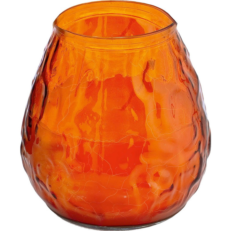 1x Oranje glazen lantaarn kaarsen 48 branduren