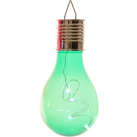 1x Solarlamp lampbolletje/peertje op zonne-energie 14 cm groen