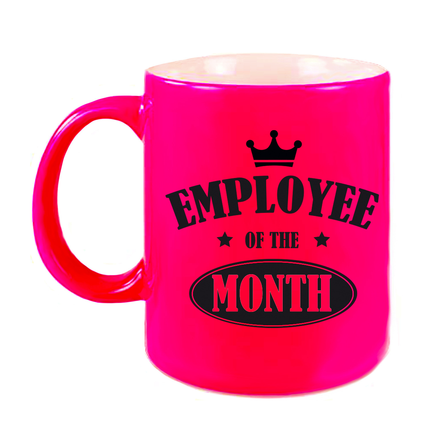 1x stuks collega cadeau mok-beker neon roze employee of the month