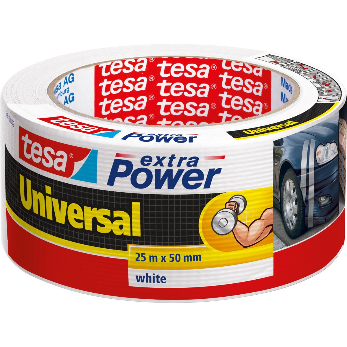 1x Tesa ducttape Extra Power universeel wit 25 mtr x 5 cm klusbenodigdheden