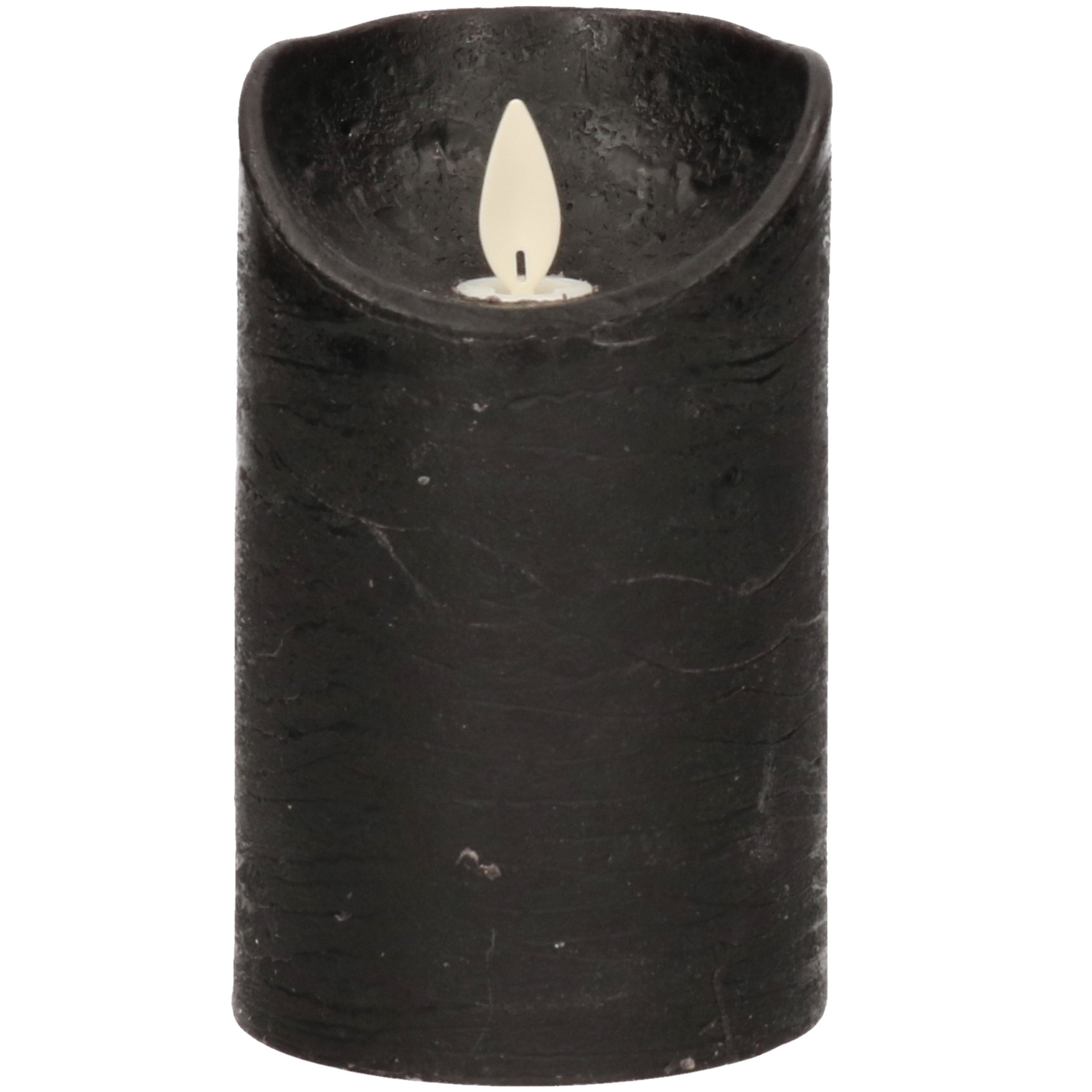 1x Zwarte LED kaarsen - stompkaarsen met bewegende vlam 12,5 cm