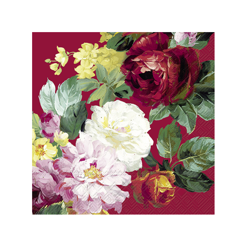 20x Gekleurde 3-laags servetten rozen 33 x 33 cm