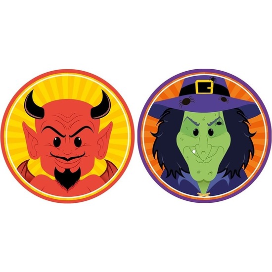 20x Horror-Halloween versiering-decoratie bierviltjes duiveltje-heksje van karton