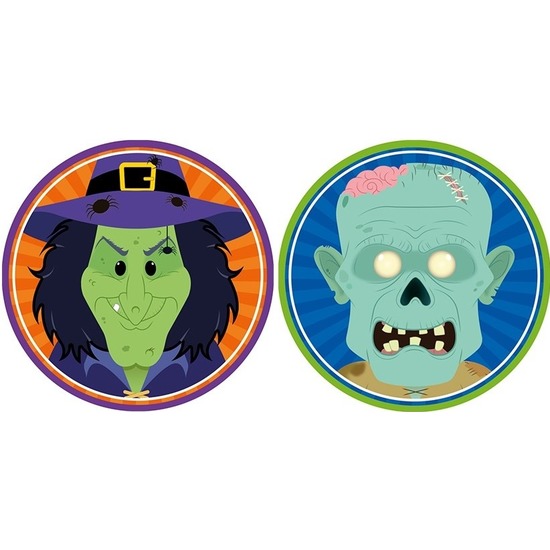20x Horror-Halloween versiering-decoratie bierviltjes heksje-zombietje van karton