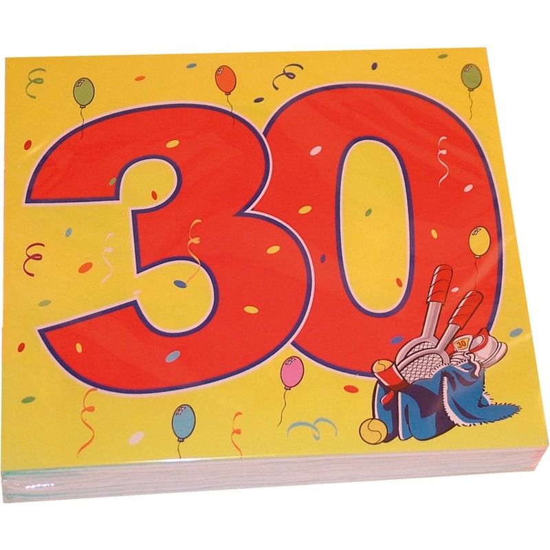 20x Papieren servetjes 30 jaar Confetti thema feestartikelen 33 x 33 cm