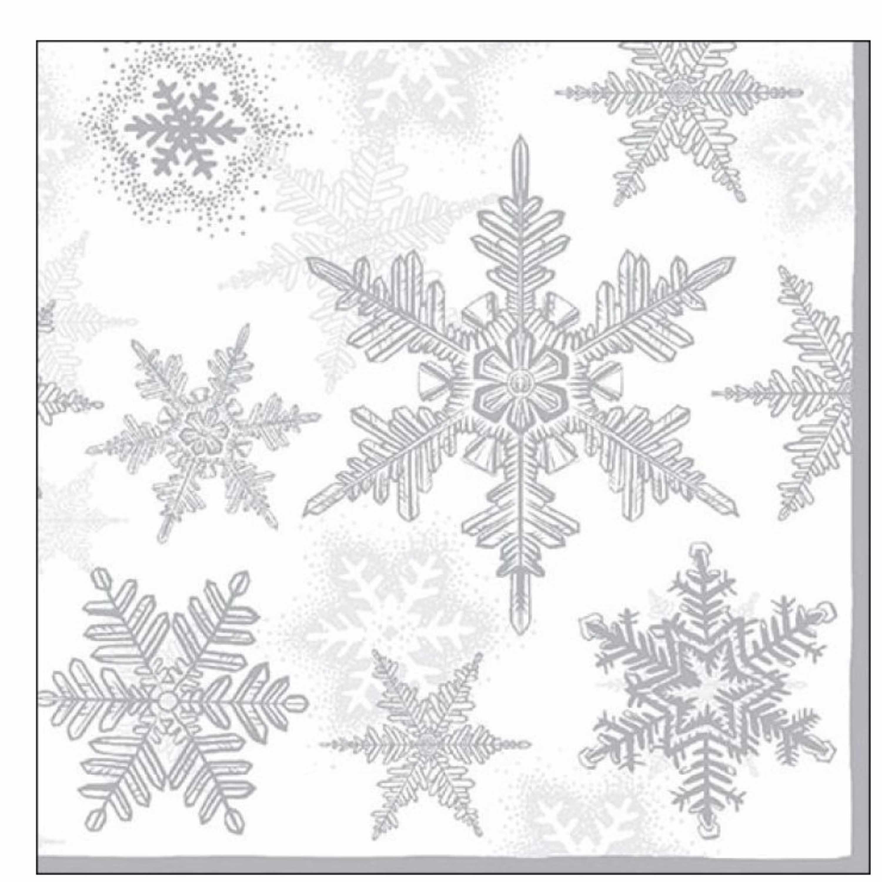 20x Servetten winter sneeuwvlokken thema wit/zilver 33 x 33 cm