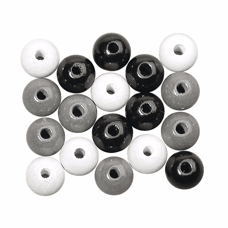 230x Zwart-wit-zilver houten hobby kralen 6 mm