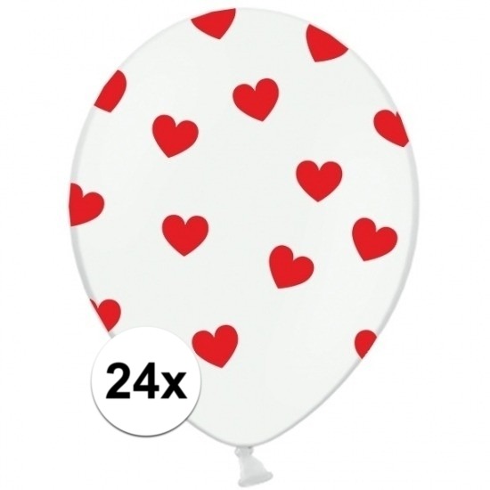24x Bruiloft ballonnen rode hartjes