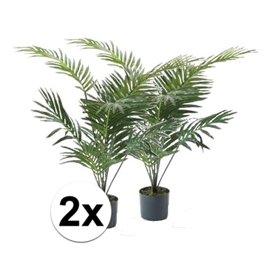 2x Palmboom nep 90 cm groen in pot