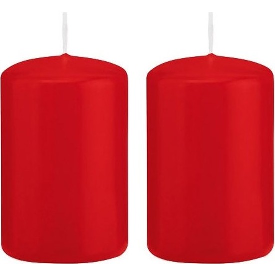 2x Rode woondecoratie kaarsen 5 x 8 cm 18 branduren