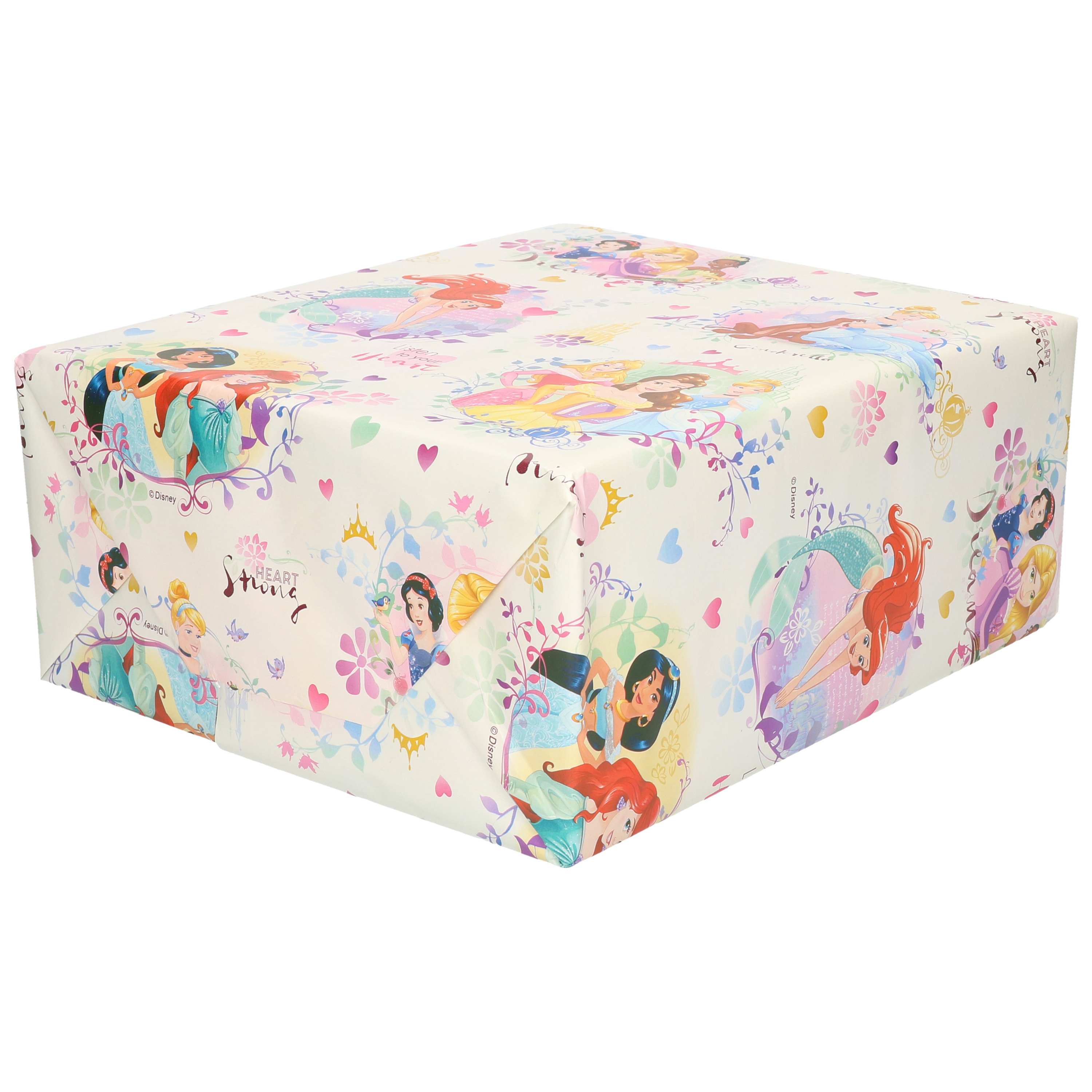 2x Rollen inpakpapier/cadeaupapier Disney met Prinsessen roze 200x70 cm