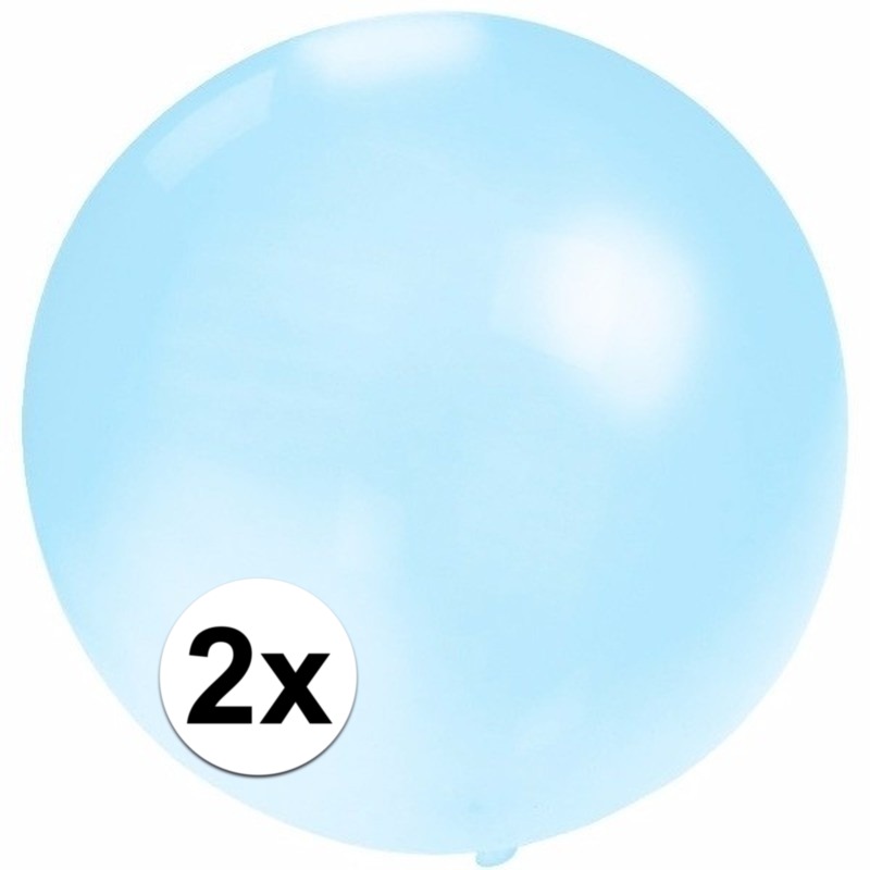 2x Ronde baby blauwe ballonnen 60 cm groot