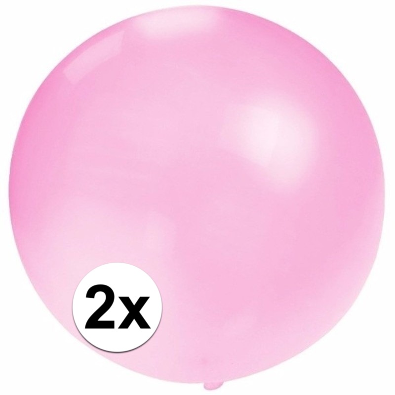 2x Ronde baby roze ballonnen 60 cm groot