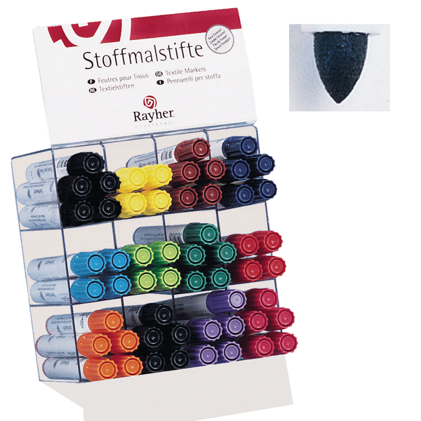 2x Pack textile marker thick point black/fuchsia