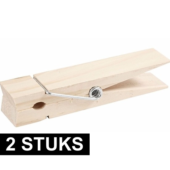 2x XXL houten knijpers 15 cm