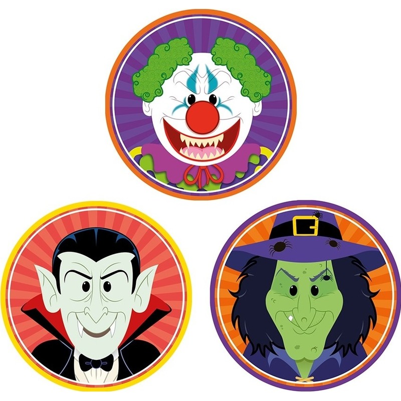 30x Horror-Halloween versiering-decoratie bierviltjes vampiertje-heksje-horror clowntje van karton