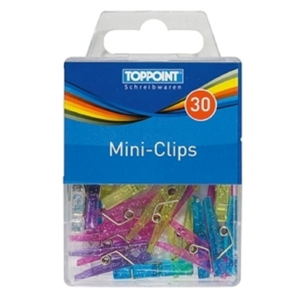 30x stuks gekleurde plastic mini knijpertjes om kaarten op te hangen