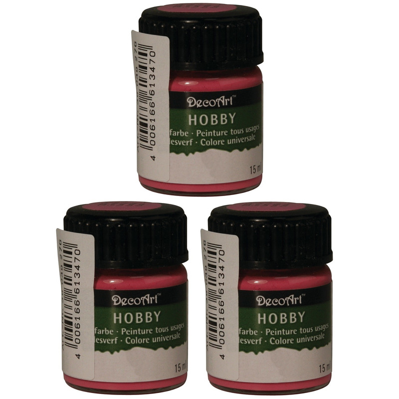 3x Fuchsia acrylverf-allesverf potjes 15 ml hobby-knutselmateri