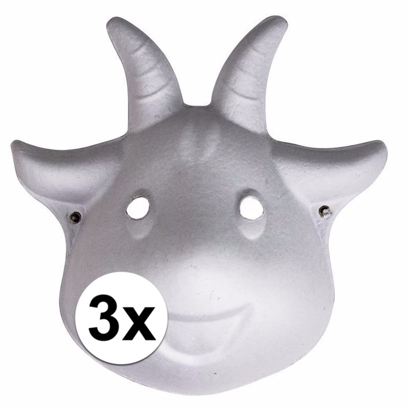 3x Knustel maskers geit met elastiek