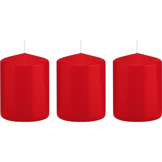 3x Rode woondecoratie kaarsen 6 x 8 cm 29 branduren