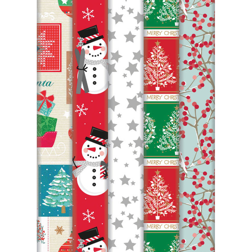3x Rollen Kerst inpakpapier/cadeaupapier wit met grijze sterren print 2 x 0,7 meter