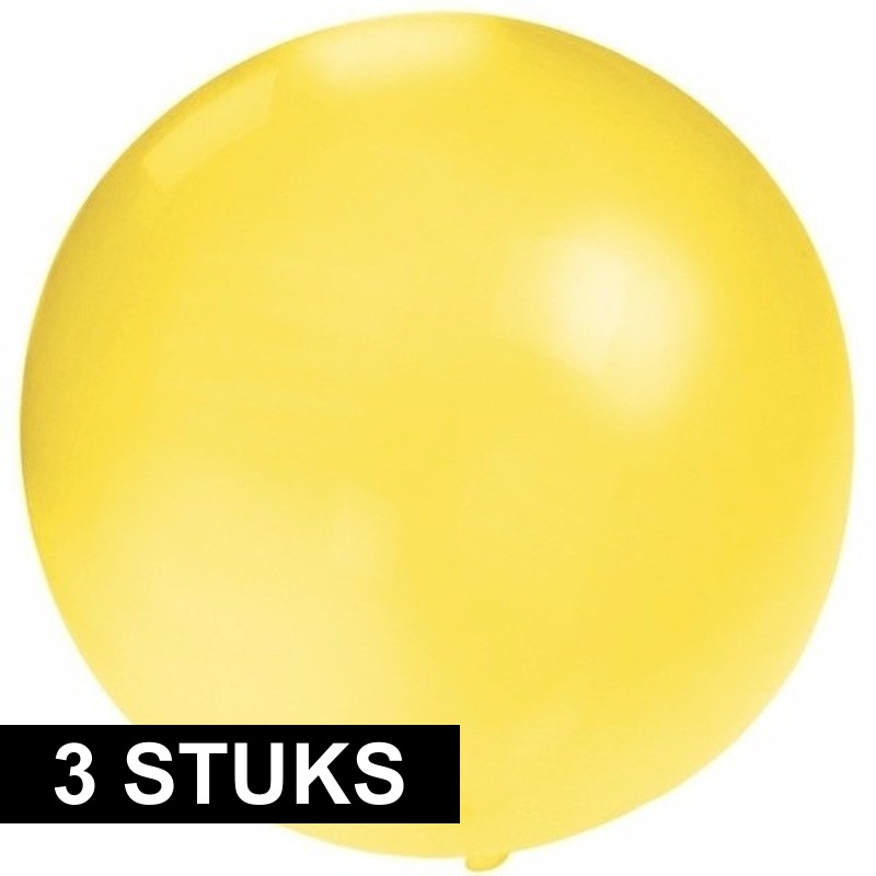 3x Ronde gele ballon 60 cm groot