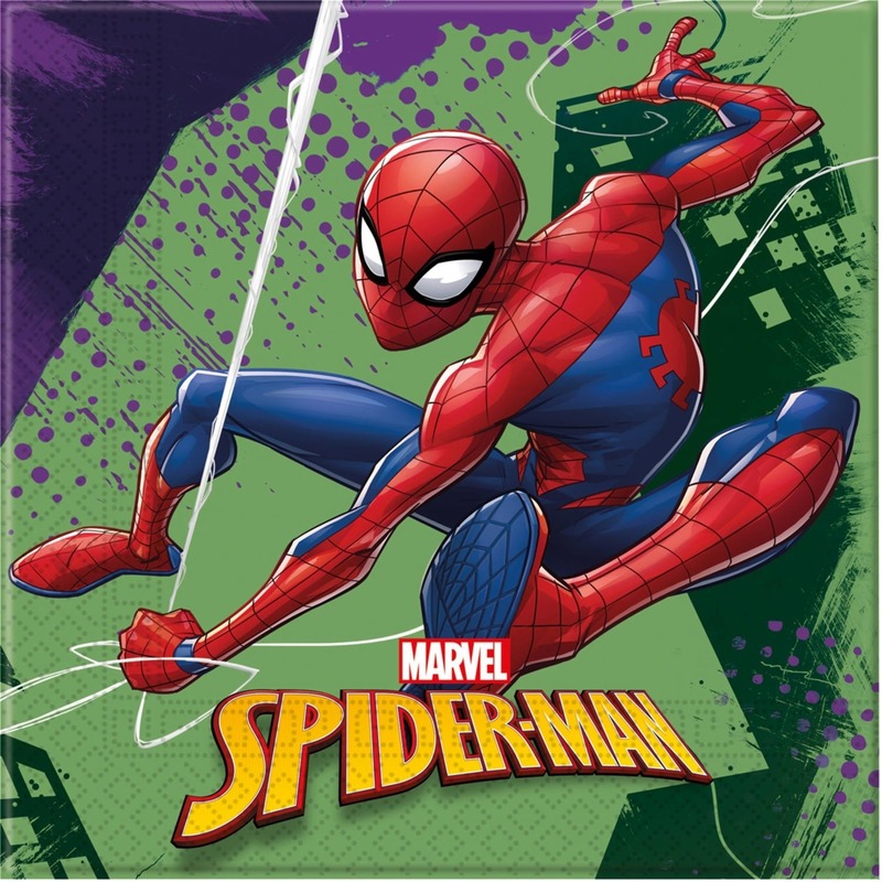 40x Marvel Spiderman feestartikelen servetjes 33 x 33 cm papier