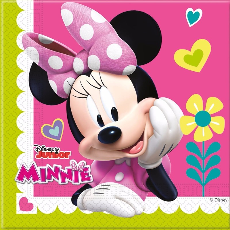 40x Papieren servetjes Minnie Mouse thema feestartikelen 33 x 33 cm