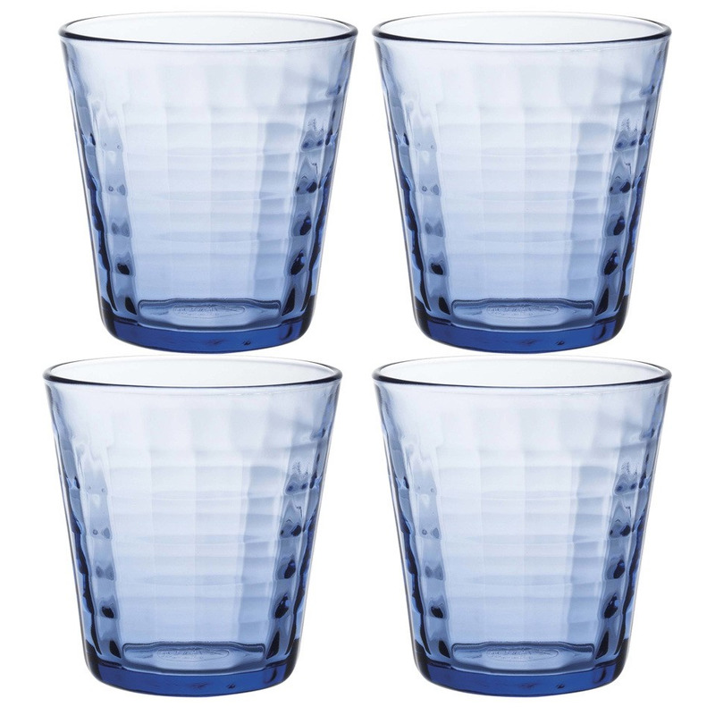 4x Drinkglazen/waterglazen blauw Prisme hardglas 27,5 cl