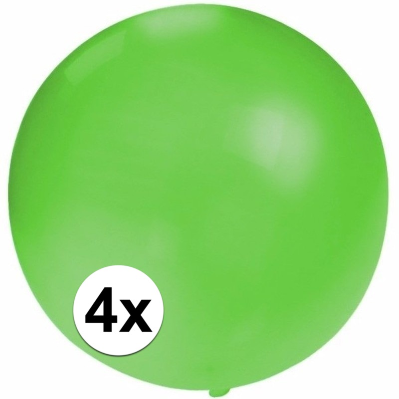 4x Ronde groene ballonnen van 60 cm groot