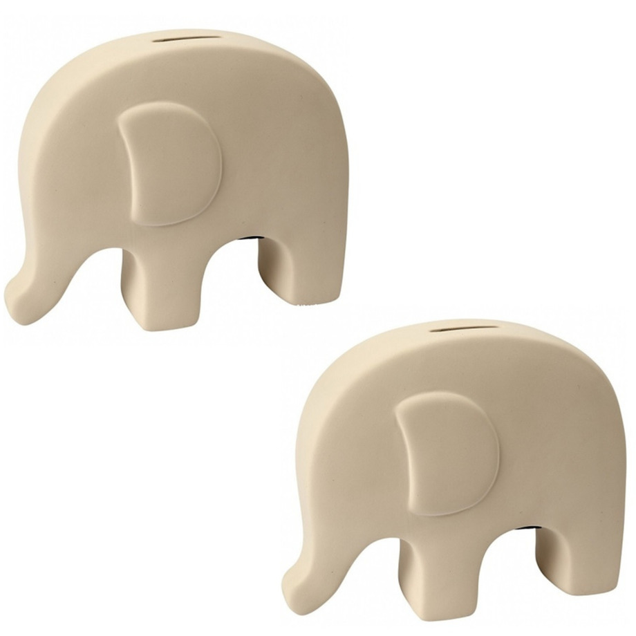 4x stuks Dieren spaarpotten olifant wit van klei 14 x 16 cm