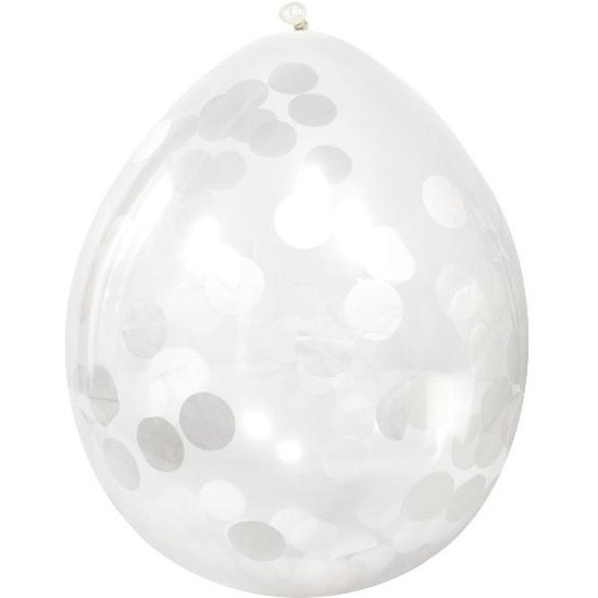 4x Transparante feestballon witte confetti 30 cm