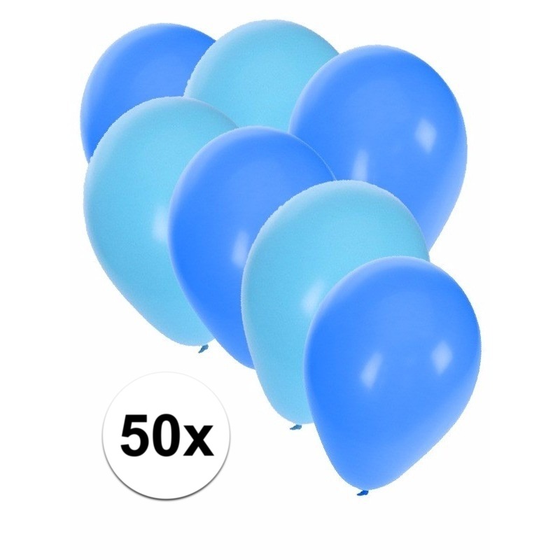 50x ballonnen - 27 cm - lichtblauw - blauwe versiering