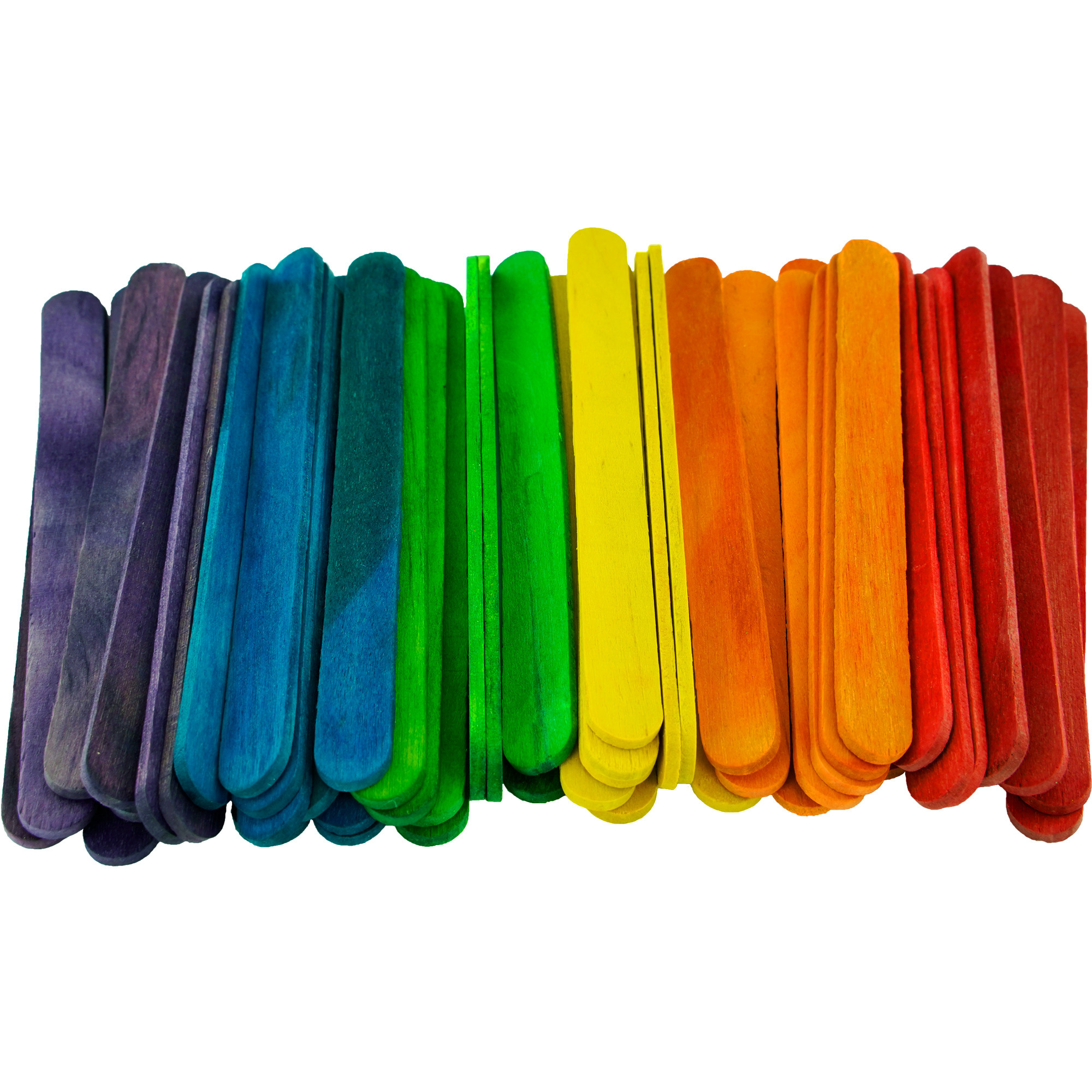 50x stuks muti-color kleur hobby knutselen houtjes/ijslollie stokjes 114 x 10 mm