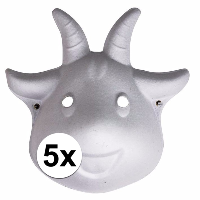 5x Knustel maskers geit met elastiek