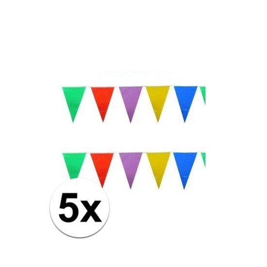 5x stuks gekleurde plastic vlaggetjes 10 meter