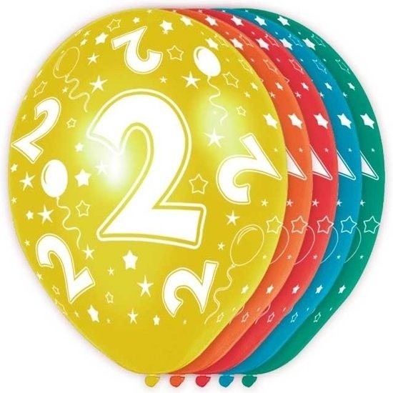 5x Verjaardag 2 jaar heliumballonnen 30 cm