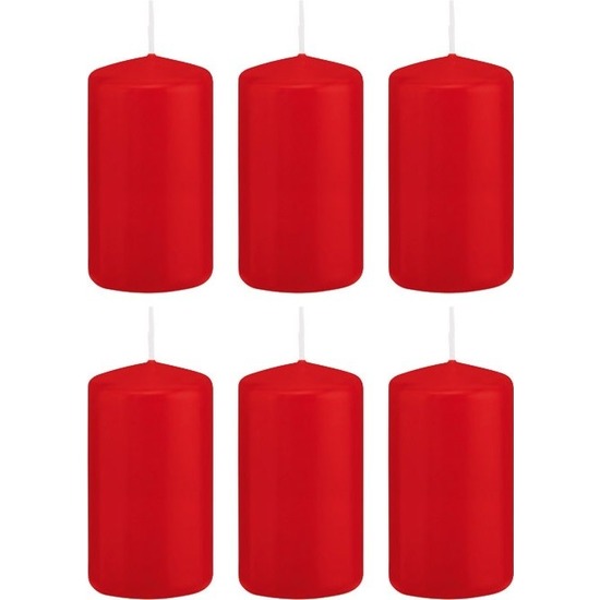 6x Rode woondecoratie kaarsen 5 x 10 cm 23 branduren