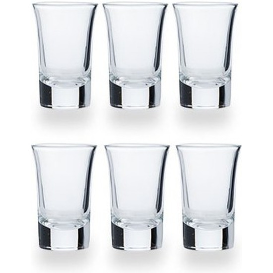 6x Shotglazen-borrelglaasjes 35 ml-4,4 x 6,5 cm van glas