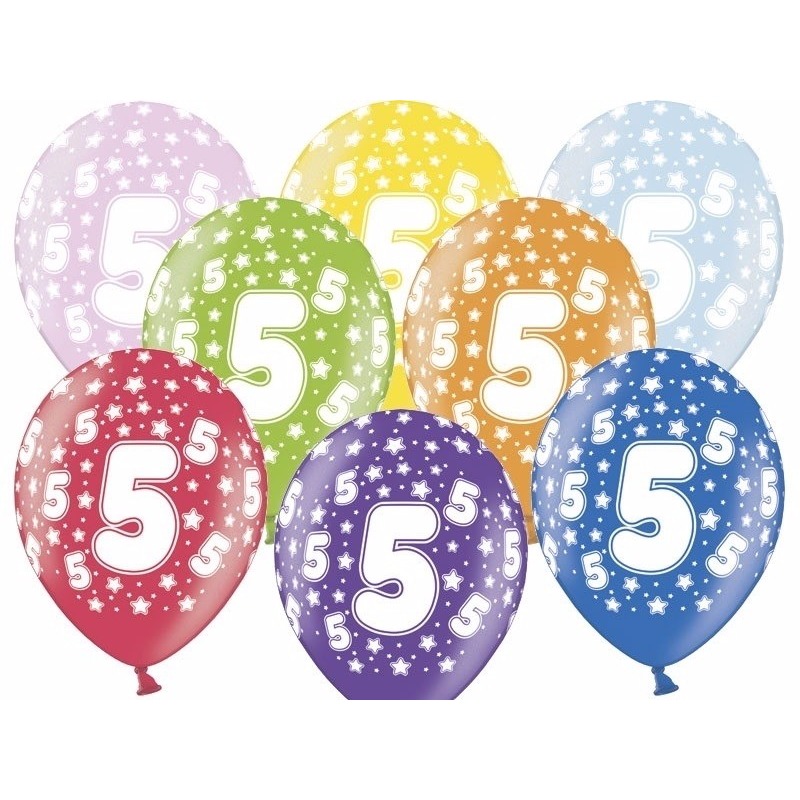 6x Sterretjes ballonnen 5e verjaardag